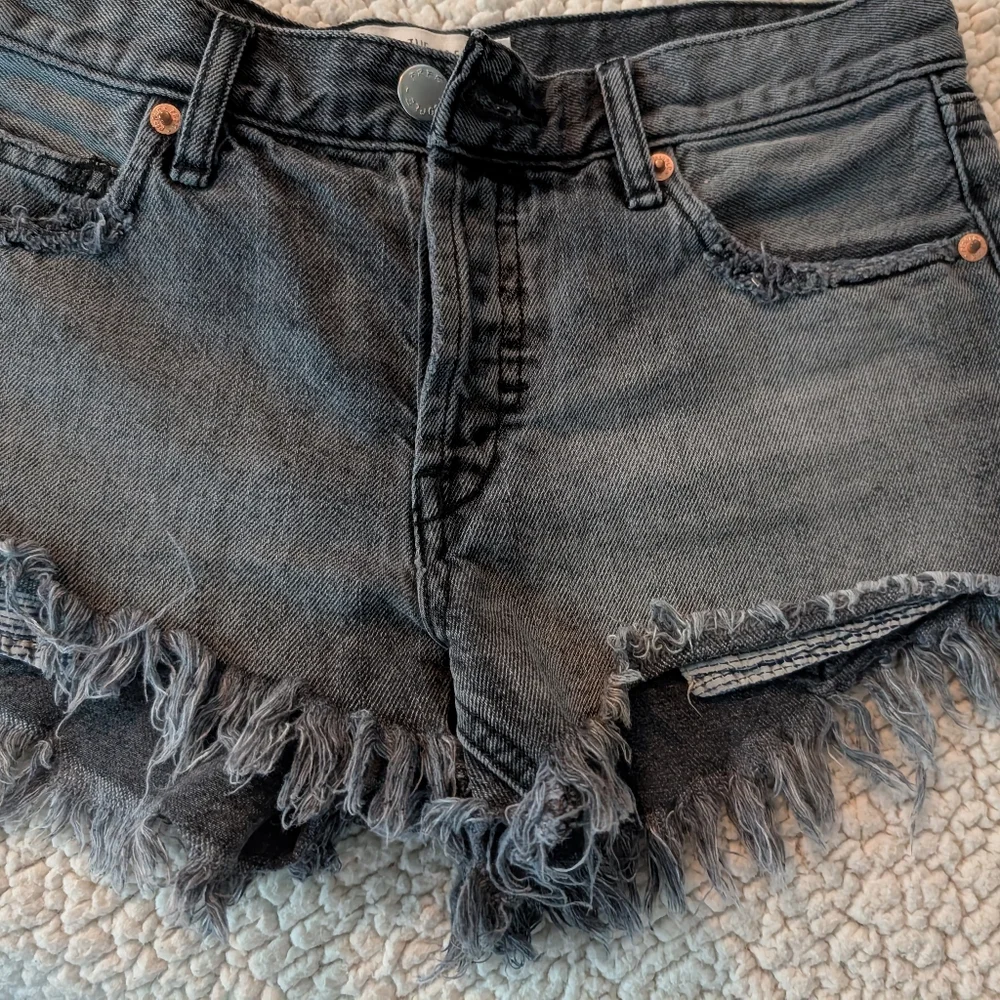 EUC Free People Low Rise Button Fly Distressed Shorts - Picture 9 of 13